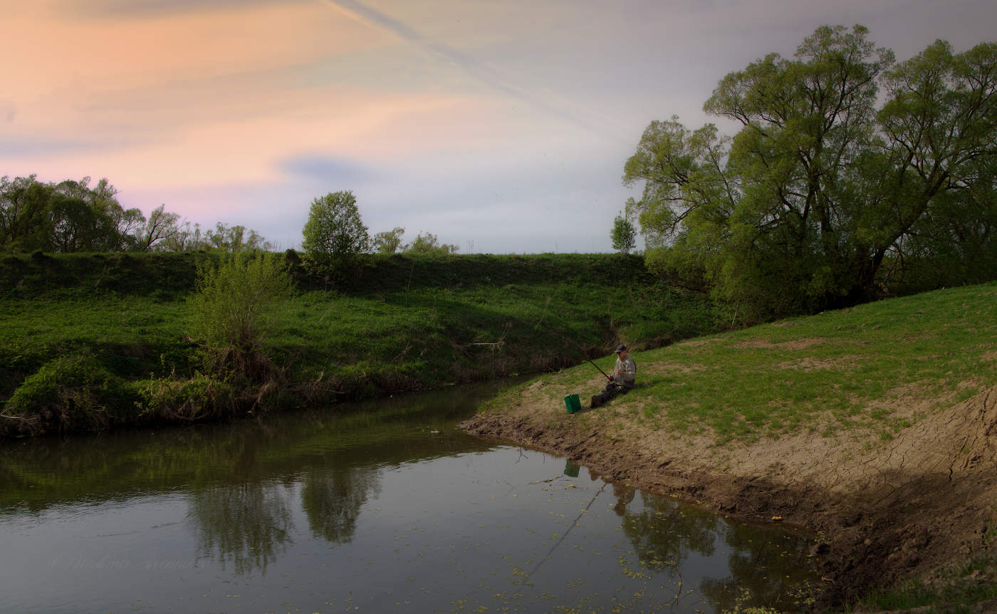 Am Abend Sonnenuntergang