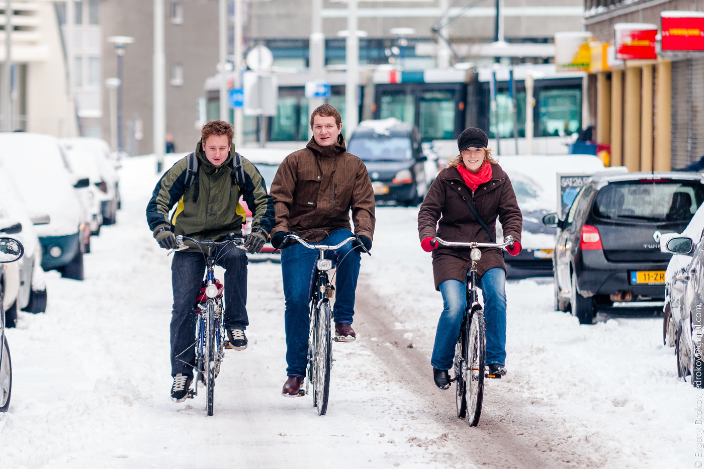 Bicycling in snow