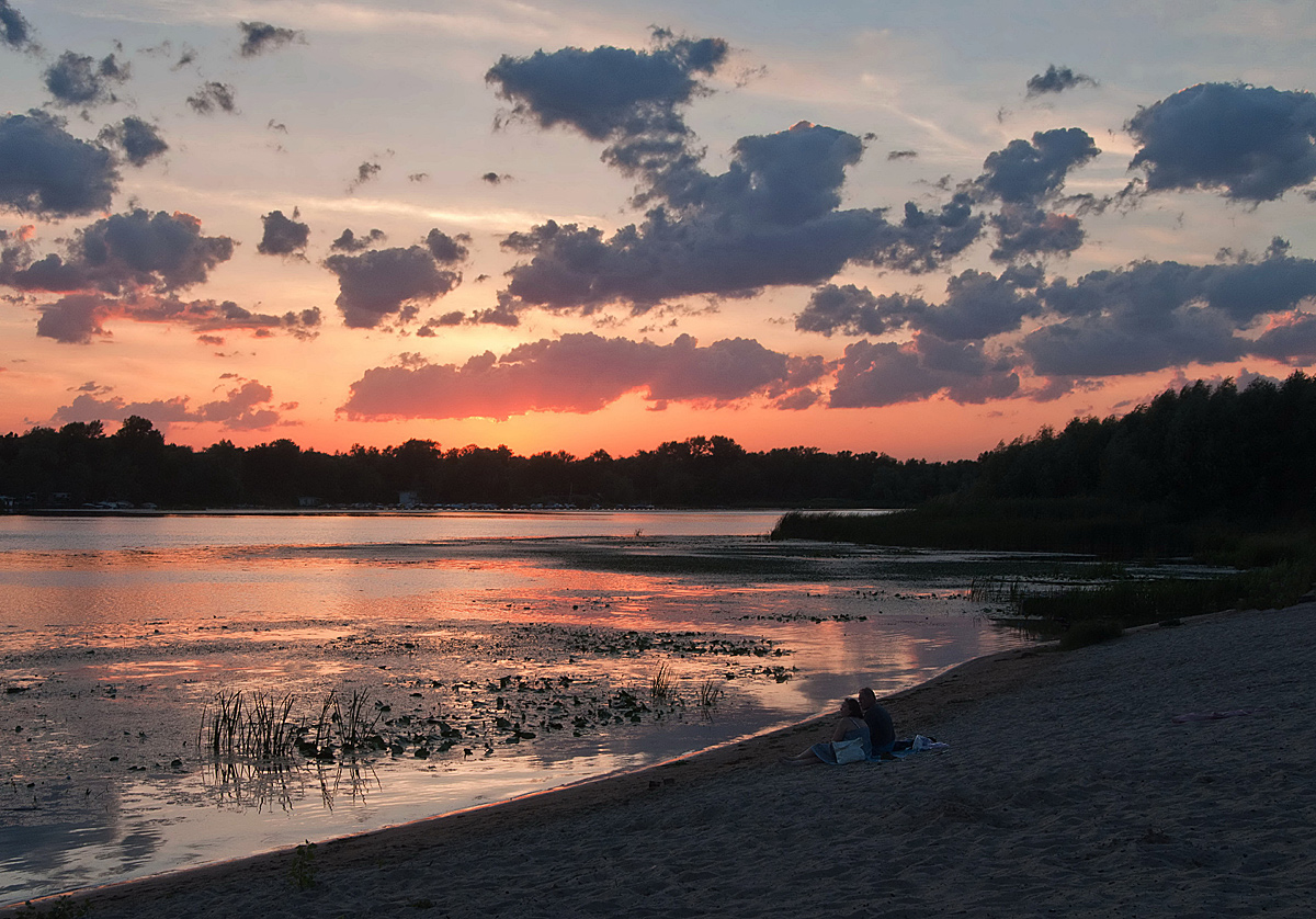 Am Abend Sonnenuntergang