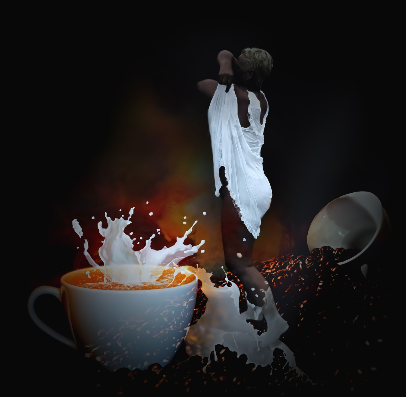 cofee, milk and ckocholate