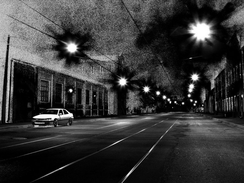 auf Straßenbahnschienen, ich ..