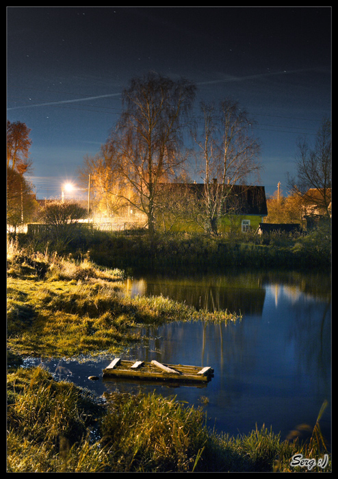 in den späten Abend, Stadtrand