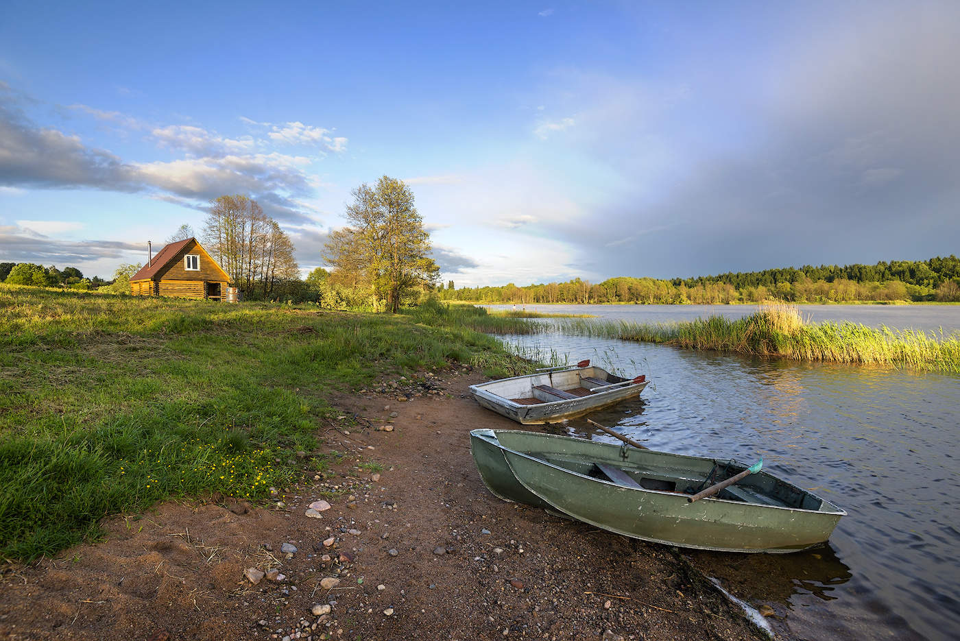 Am Abend Sonnenuntergang