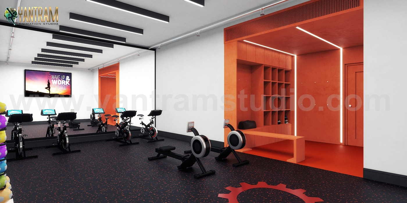 Commercial Fitness GYM 3D Interior Designers Ideas by Architectural Rendering Companies, Bern – UK