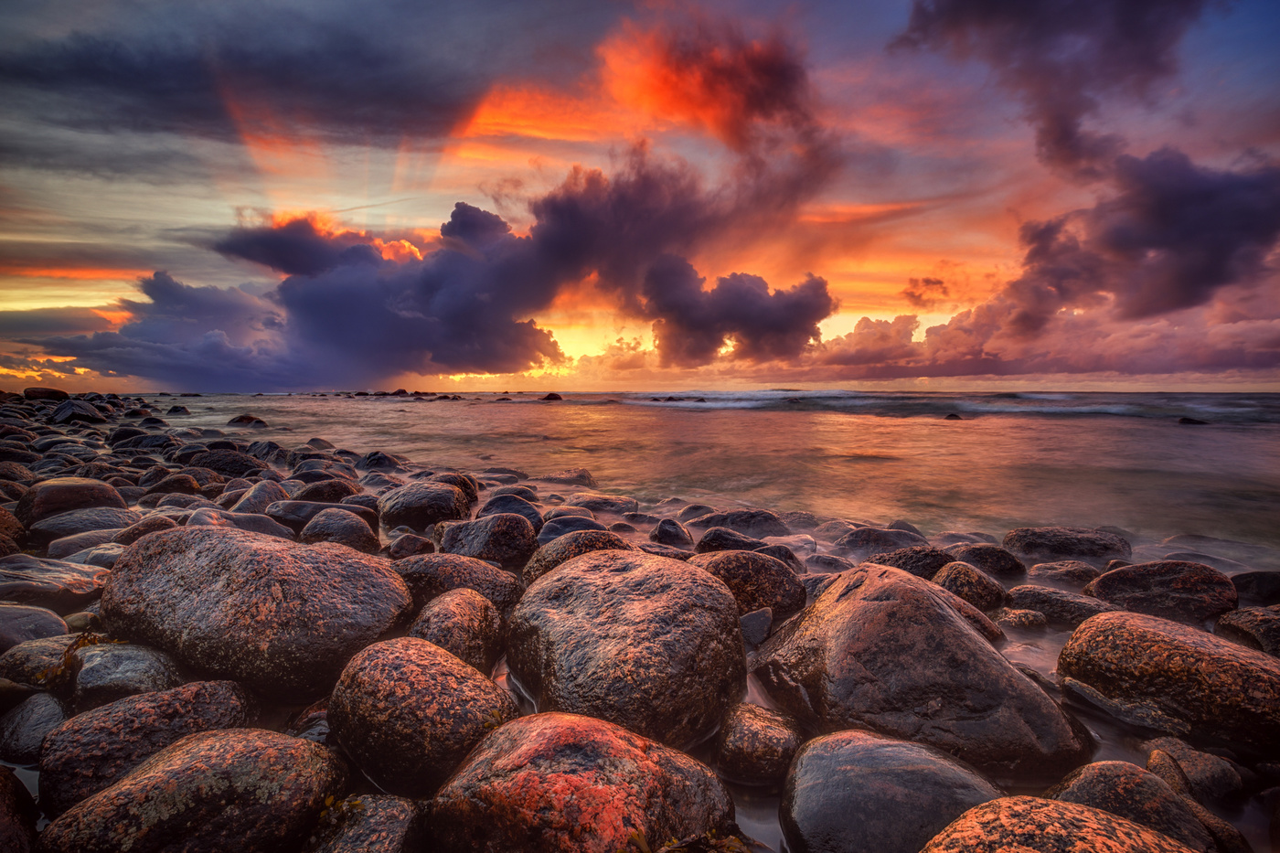 Sunset sky, the magnificent clouds in last beams of the sun
