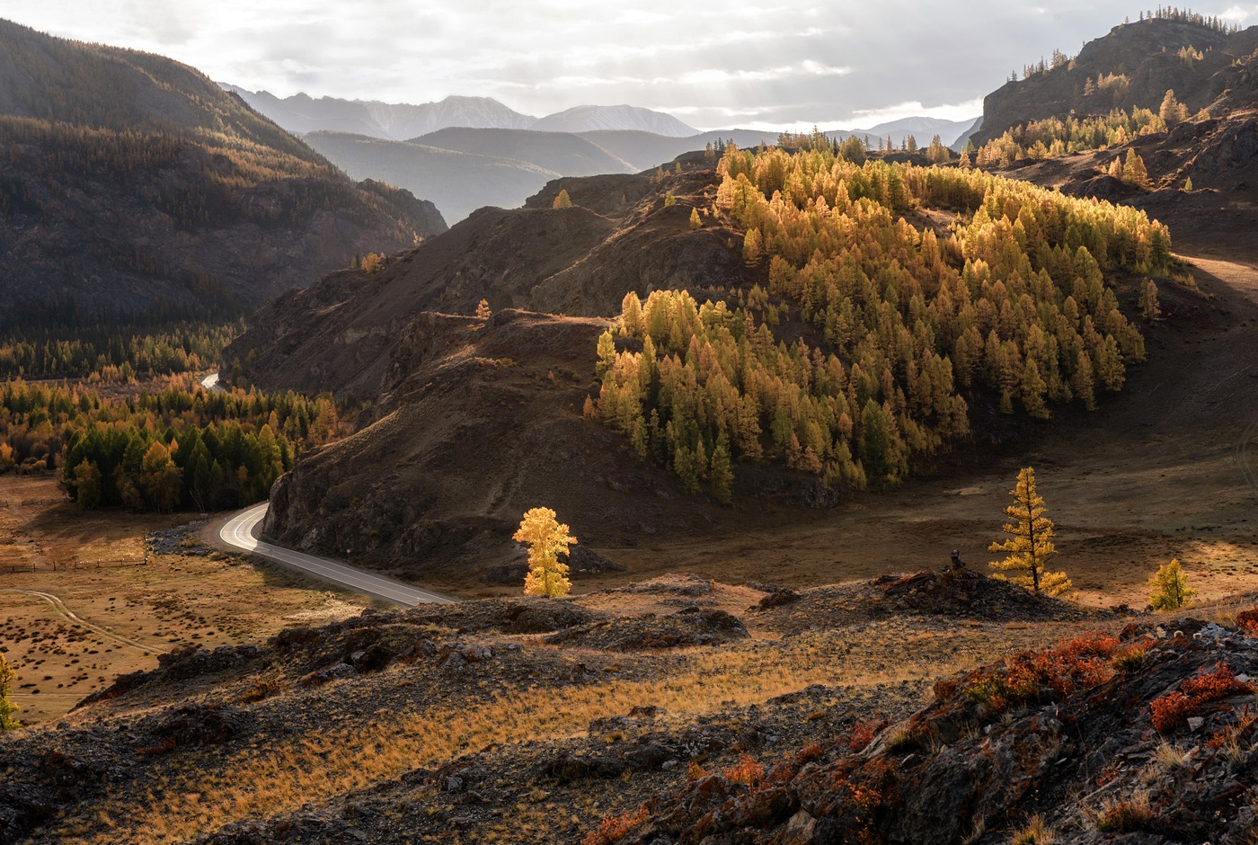 Im Licht der untergehenden Sonne.