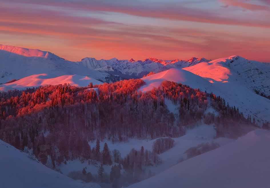 Rosafarbener Sonnenuntergang