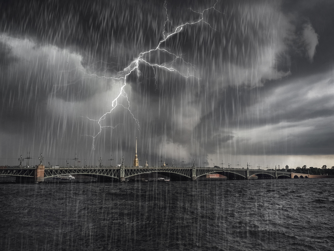 Stormy day in St. Petersburg. Russia.