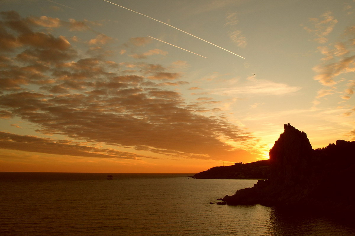 In der untergehenden Sonne ...