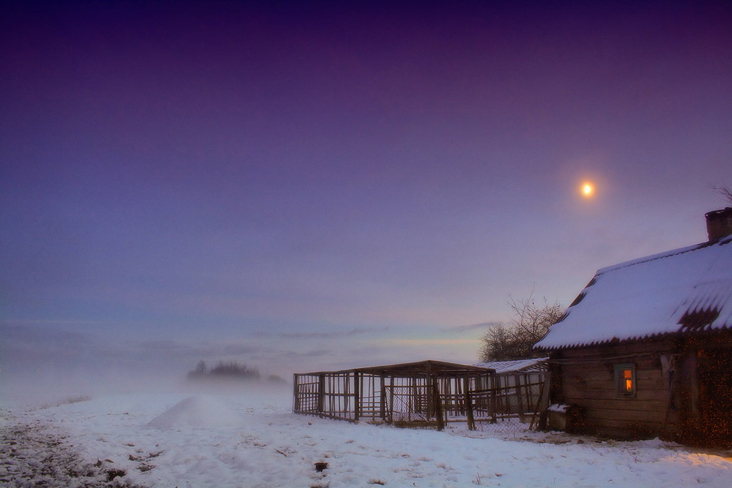 über Schnee im November auf dem Weg zum Bad
