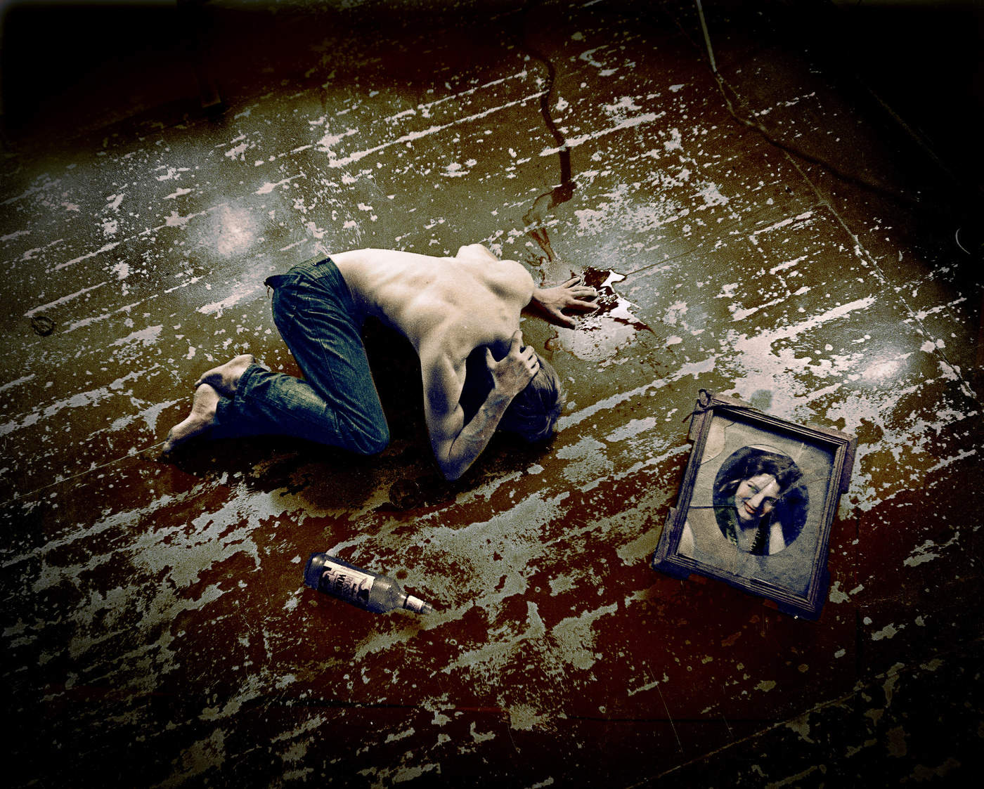 Porträt auf dem Boden des braunen