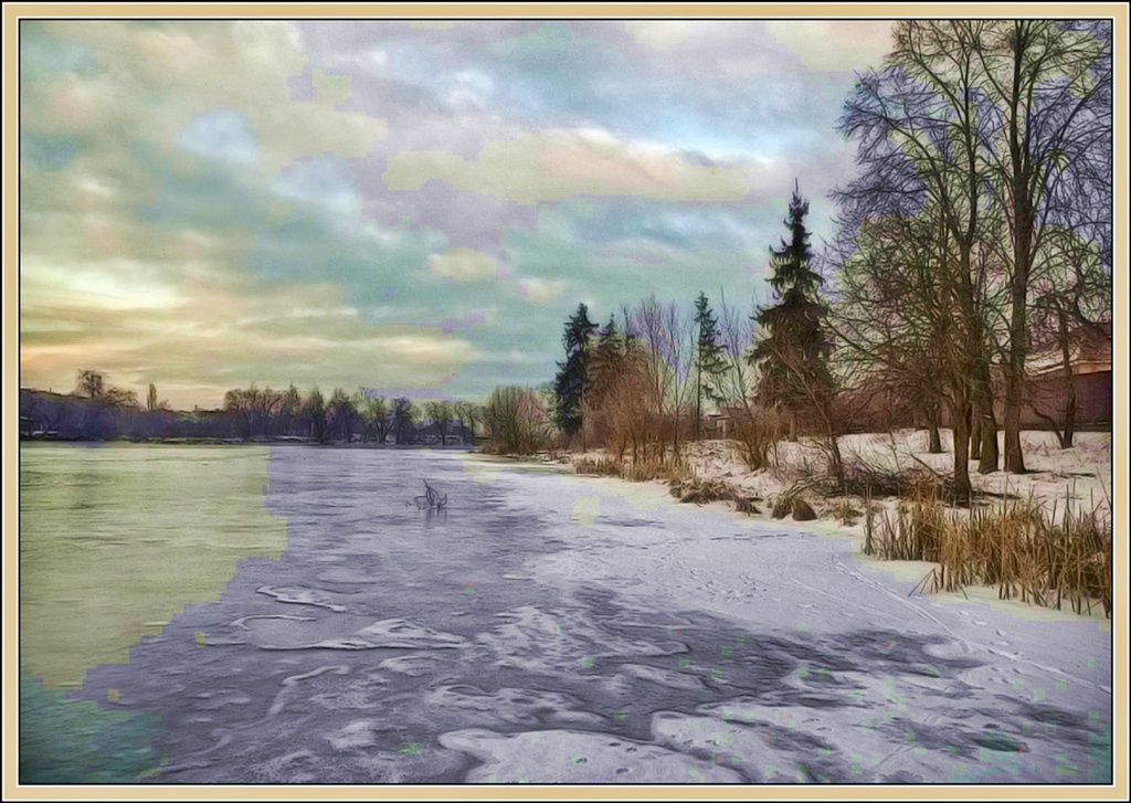 Sonnenaufgang über dem Fluss