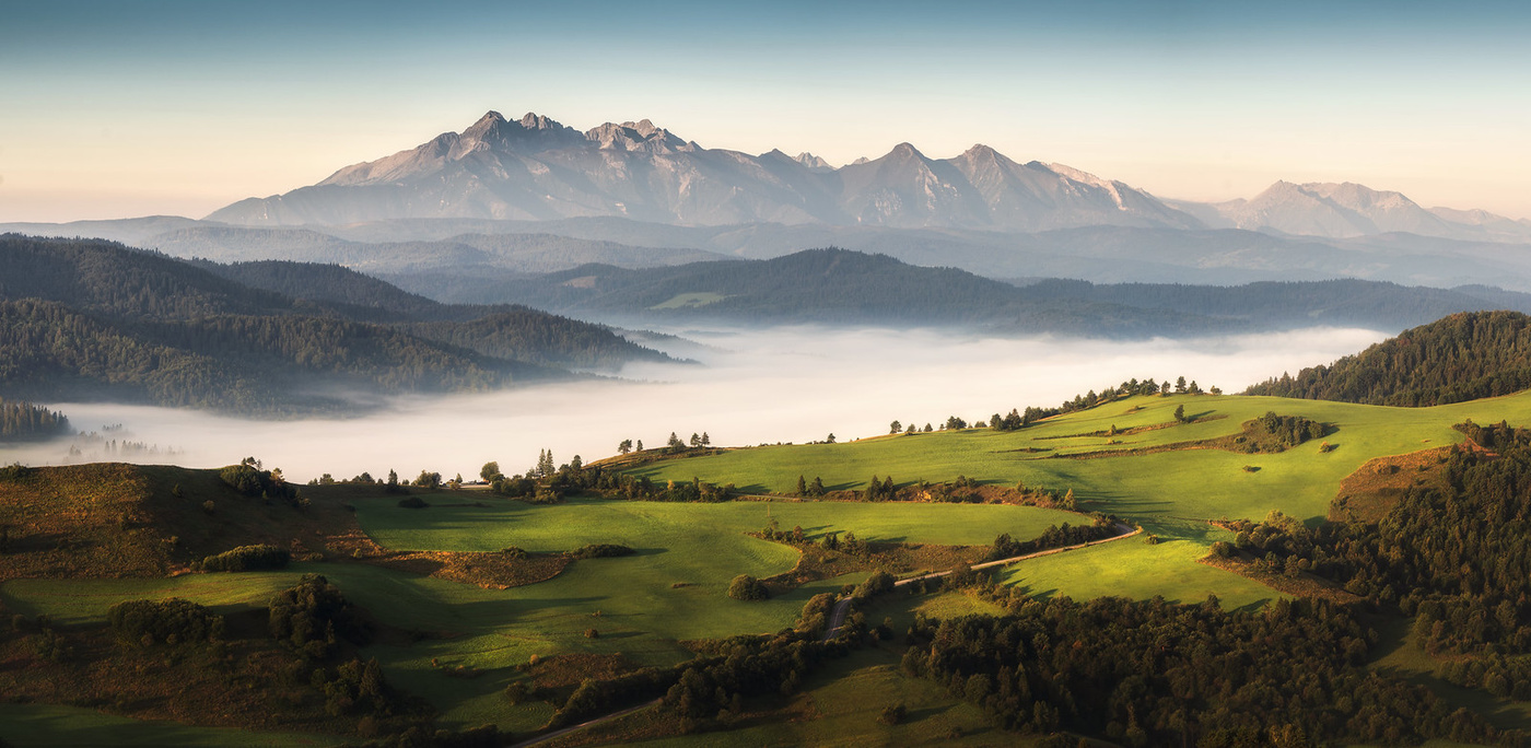 Morning under the mountains