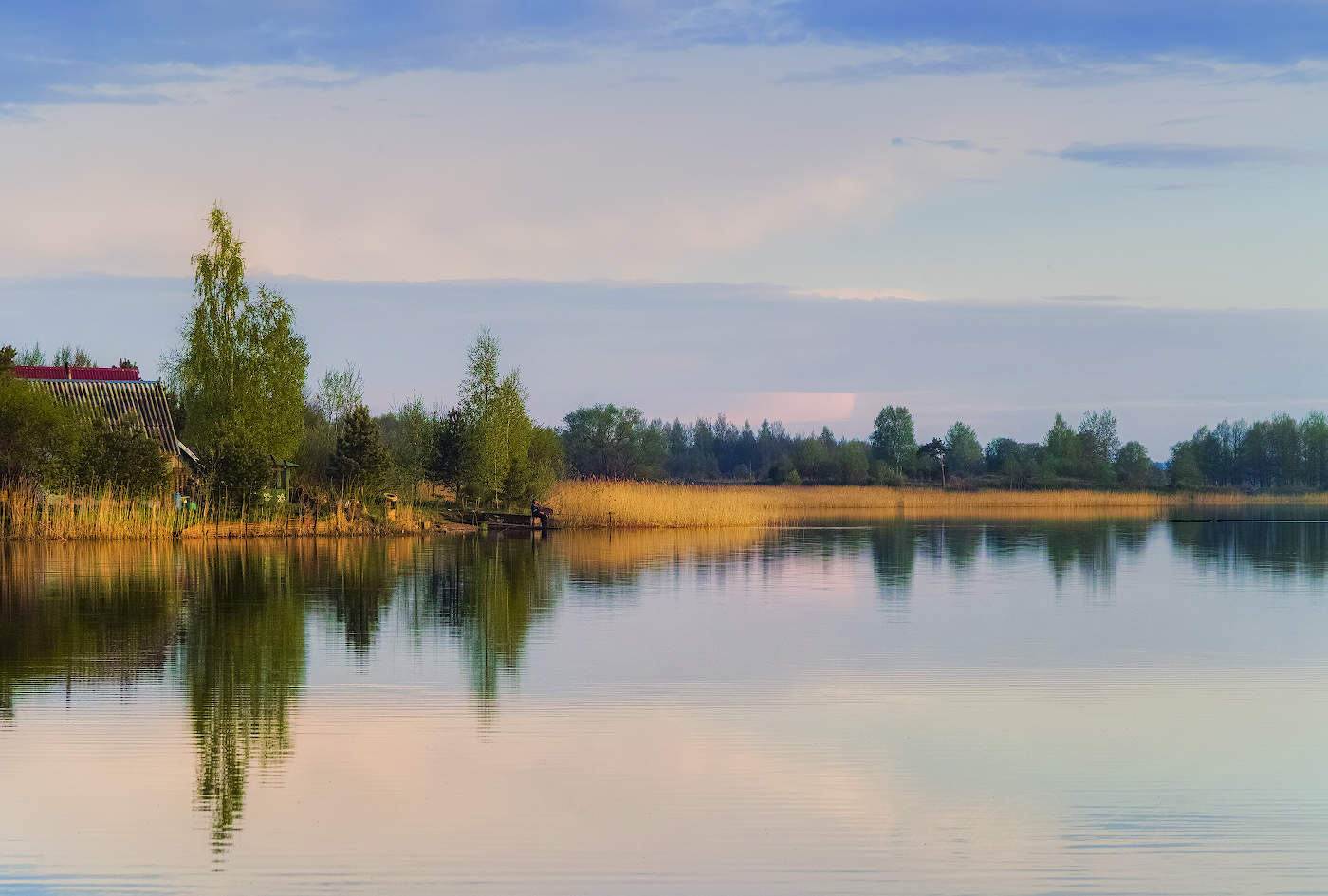 Am Abend Sonnenuntergang