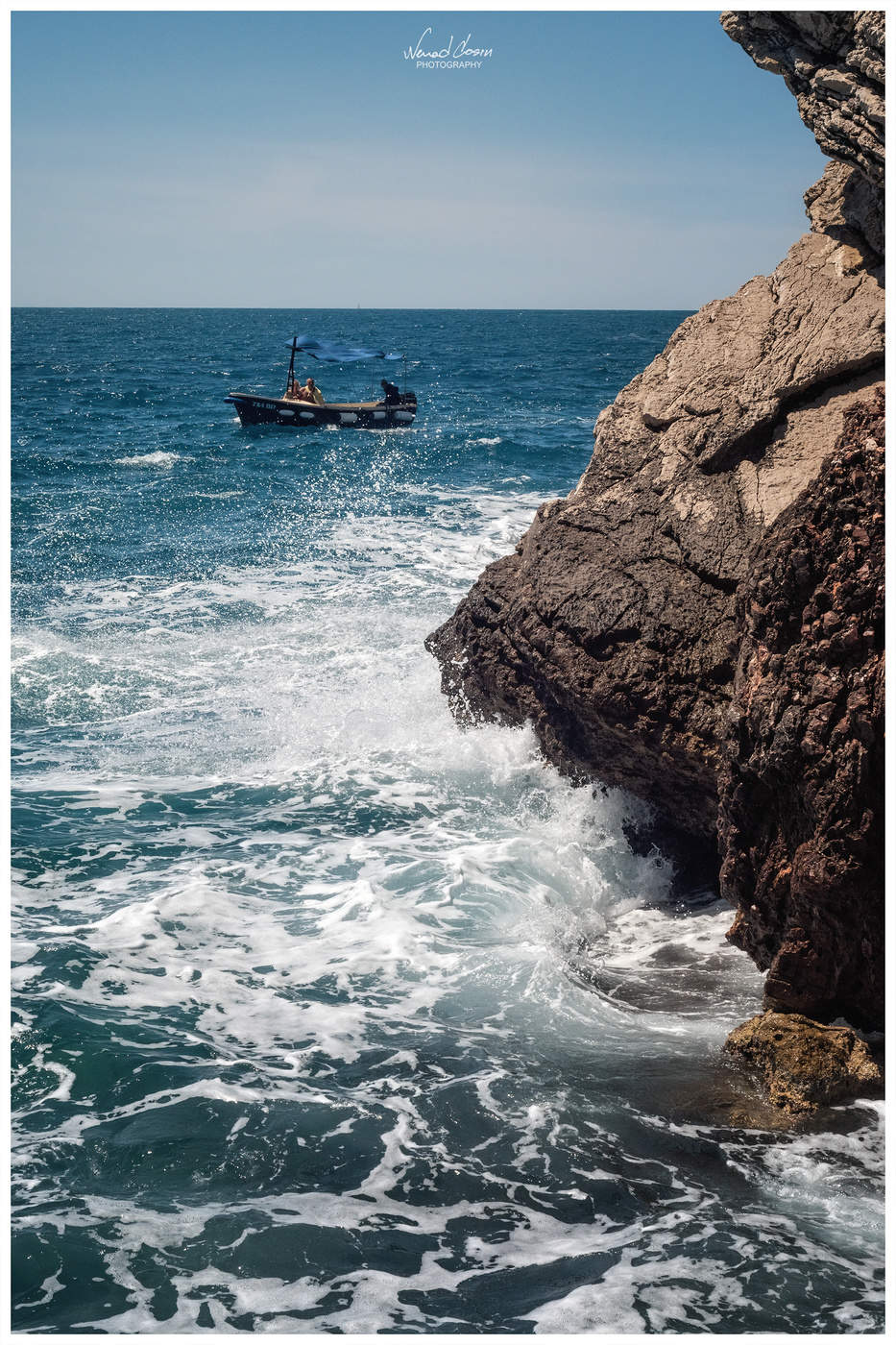 Boat on the rough Adriatic sea