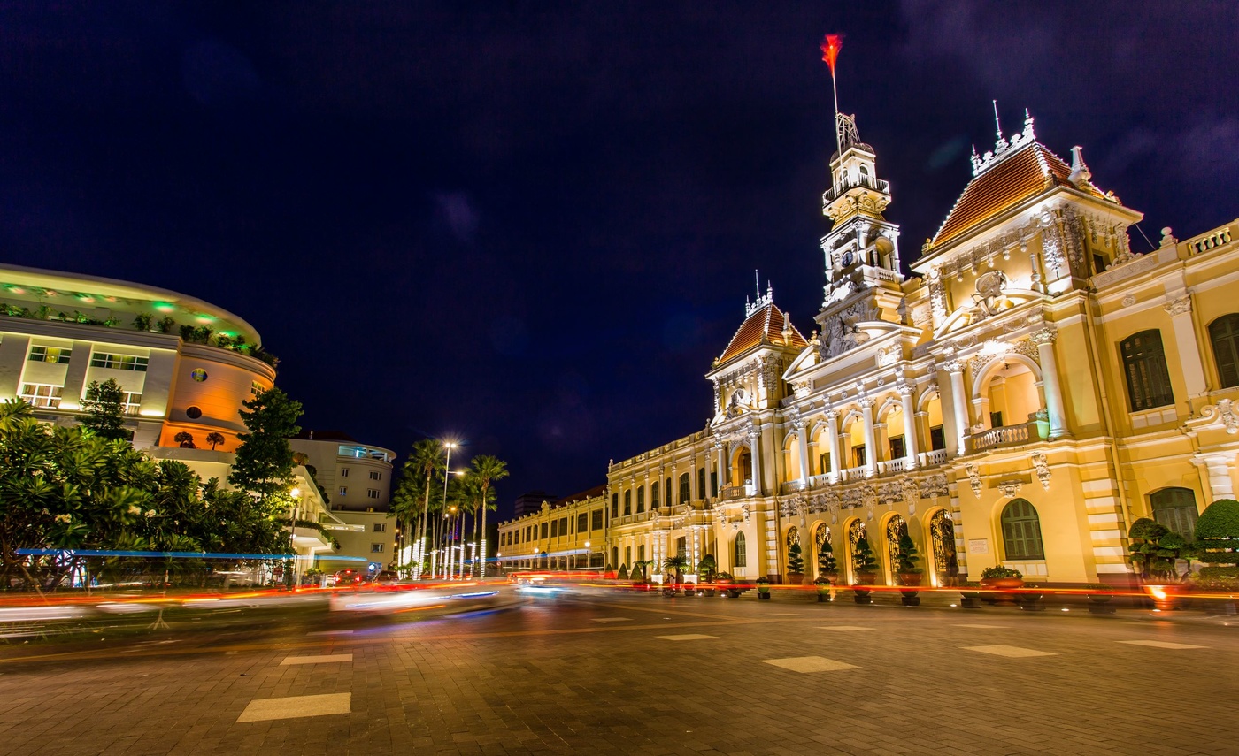 Ho Chi Minh City Hall in Ho Chi Minh City, Vietnam in night